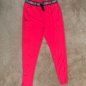 Youth large UNDER ARMOUR NEON PINK Jogger pants